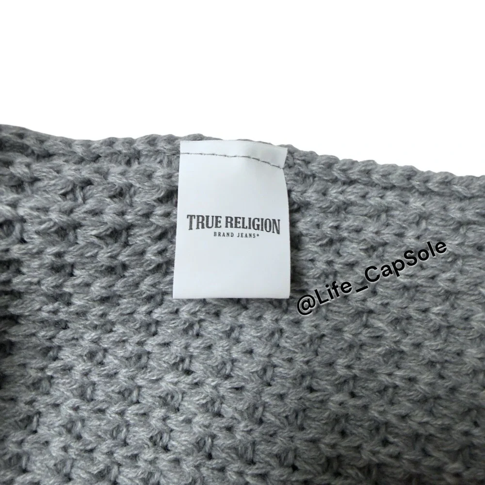 True‎ Religion Hat Scarf Set Grey Silver One Size Warm Glitter Gem Knitted NEW